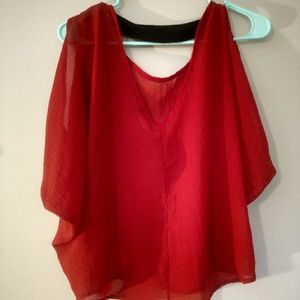Red flowy sleeve tank small